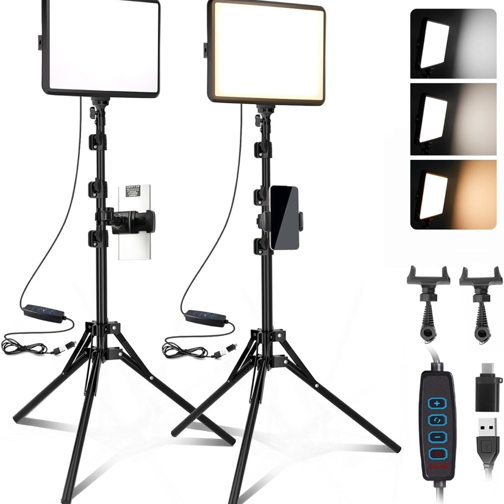 Adjustable LED Studio Lights with Tripod